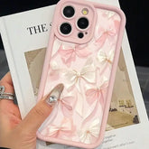 Silk Bow Phone Case – All-Inclusive Shockproof Ladder Design Cover for iPhone/Samsung Charge Hub X